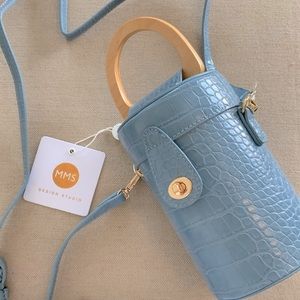 ANTHROPOLOGIE Cannister Vegan Leather Crossbody Bag in Blue - New With Tags